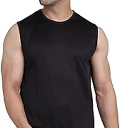 Adorbs Men's Dryfit Active Performance Solid Round Neck Sleeveless Polyester T-Shirt (Una-682-m_Black_M) Pack of 1-picture-14