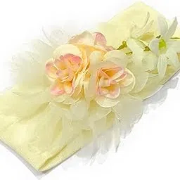 FAIRYTALE Floral Baby Girl Headband Cute Baby Elastic Hair Band Newborn Head Flower Toddler Headband Headwear Kids Children Hair Accessories (Cream)-image-78