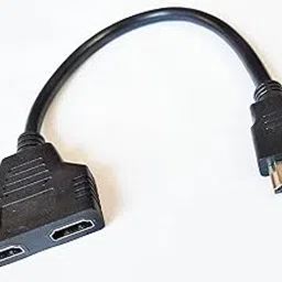 Hdmi Male To Dual Female (1 Input 2 Output) Y Splitter Cable Adapter For Projector, Computer, Laptop, Pc-Monitor Hdtv, Led/Lcd Tv, Black image 1