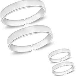 Toe Ring Artificial Silver Abstract Pattern Design Toe Ring Adjustable Jewelry for Women. Combo of 1 Pair Thumb & 1 Pair Finger Size Silver Toe Rings. (023-2PAIRS)-image-6