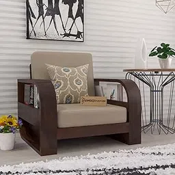 SAAMENIA FURNITURES Wooden 1 Seater Sofa Set for Living Room | One Seater Sofa for Office & Lounge | Sheesham Wood, Walnut-picture-37