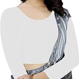 Women's Cotton Comfy Stretchable Scoop Neck Full | Long Sleeve Readymade Saree Choli Black Blouses for Women L683 1059-picture-21