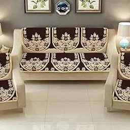 Exclusive Jute Cotten Sofa Cover Set at Lowest Prize with Heavy Fabric 500 TC Floral Design 5 Seater Sofa Cover -| Set of 10 Piece |-| Multi Colour (d29)-picture-26