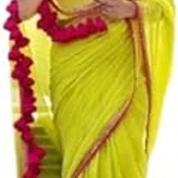 rajeshwar fashion with rf Plain Georgette Sarees For Women With Tassel Sequence Lace Border & Unstitched Blouse Piece Material-picture-30