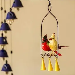 Handcrafted Metal Bird Wind Chime with 2 Colorful Birds & 3 Bells – Decorative Garden Hanging for Balcony, Patio & Home Décor-picture-22
