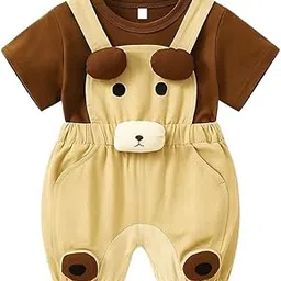 pop street kids Baby Boys Dungaree Set | Trendy & Comfortable (Color-: Brown) (size:-4.5-5.5Years)-picture-47