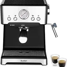 Budan Classic Espresso Machine | 15-Bar Pump | Milk Frother Wand for Espresso, Cappuccino, Latte & Mocha | Adjustable Frothing | Stainless Steel |1-Year Home Use Warranty-image-65