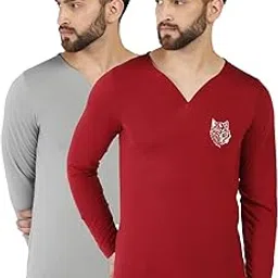inkkr Regular Fit Latest Style V-Neck Full Sleeve T-Shirts for Men Pack 2-picture-29