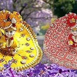 Partish Laddu Gopal Heavy Dresses Size 2 with Pagdi, Mala and Bansuri l Ladoo Gopal Dress l Kanha Ji Dress |Thakur Ji Bal Gopal Poshak Size 0 1 2 4 5 6 (Red & Yellow)-picture-22