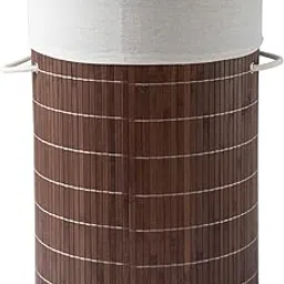 HomeStorie Eco-Friendly Foldable Bamboo Laundry Basket Hamper with Lid, Large - 57 Liter (Coffee Brown)-image-45