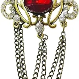 Mens Suit Red Rhinestone Crystal Wedding Label Pin With Hanging Chain Red Gold Brass Crystal Brooch For Men And Women-image-58