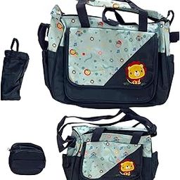 Merishopp Diaper Bag Set with Pockets with Bottle Bag with Lunch Bag Shoulder Backpack Dark Blue-picture-1