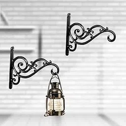 (RES) Metal Wall Hook Hanging Plant Bracket | Decorative Straight Plant Hanger for Pots Bird Feeders Planters, Lanterns, Cotton, Wind Chimes Indoor and Outdoor Hanger (Pack Of 2, Black 45)-image-4