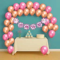 Half Birthday Decoration for Baby Girl Child Kids Twins 1 Pcs Happy 6 Month Its My 1/2 Year Way to One Birthday Banner 30 Pcs Pink Rose Gold Balloons Without Curtain Items Kit Set-picture-26