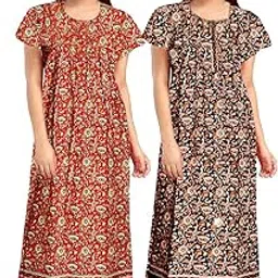 nandini Women Full Length Cotton Nighty (Combo Pack of 2 Pieces) Multi-Colour-picture-16