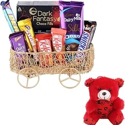 SFU E Com Chocolate Basket Gift Hamper With Tasty Kit-Kat | Valentine Teddy Bear With Chocolate Combo | Valentine Chocolate Hamper | 697-picture-16