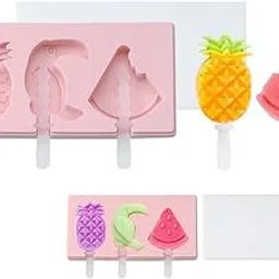 YellowCult Silicone Popsicle Mold Perfect for Kids & Adults 3 Cavity Pineapple Watermelon Shaped Ice Cream Maker Mould Easy-Release, Homemade Frozen Treats, Yogurt Bars, DIY Fruit Popsicles at Home-image-97