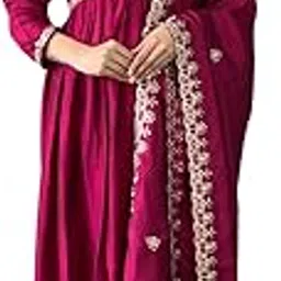 shiv textiles Silk Blend Solid Kurta Pant Set for Women-picture-19