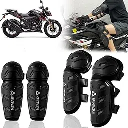 Auto Pearl Motorcycle Knee Shin Guards Elbow Pads, 4 in 1 Monstor Style Knee Shin Safe Protection Armor for Moto Cycling Racing compatible with Apache RTR 200 4V (Black, 4Pcs)-picture-30