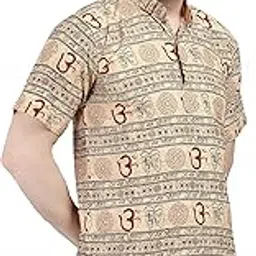 Men's Half Sleeve Om Printed Kurta - Pure Cotton Ethnic Wear for a Stylish Look-picture-33