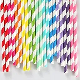 WOODZCRAFT Multicolor Striped Paper Straw 6mm (Pack of 100 Pcs) Paper Drinking Straws for Juices, Coconut Water, Aerated Drinks, Filtered Juice Party Supplies Decorations-picture-19