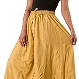 hnv style Skirt Palazzo for Girls | Traditional Ethnic Wear Palazoo for Women Stylish Latest | Relaxed Fit Bottom Wear Casual Palazo for Woman & Girls | Rayon, Golden_4XL-picture-47