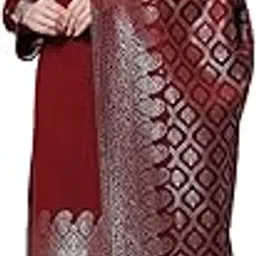 safaa Women's Acro Wool Woven Unstitched Suit and Dupatta Black Color_ INAYAT-picture-10