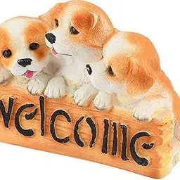 Brotherhood Enterprise Handmade Resin 3 Squirrel Family Sculpture Set Realistic Cartoon Animal Model Statue Home Decoration, Garden Lawn (Welcome Dog)-picture-26