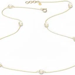 caratlane 18 KT Yellow Gold Assemble Pearl Station Necklace for Women-picture-28