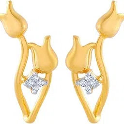 p.c. chandra jewellers 14k (585) Yellow Gold and American Diamond Stud Earrings for Women-picture-25