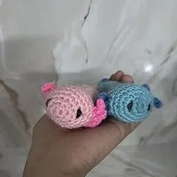 Loopy Doodles Handmade Crochet Axolotl Plushies, Blue and Pink, 10cm x 5cm, Soft Stuffed Marine Animal Toys, 2-Piece Set, Unisex Children's Gift-image-31