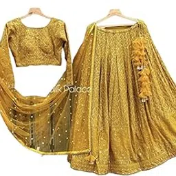 vatagamfab Women's Gorgette Semi Stitched lehengacholi SFver-155 Diwali Outfit Embroidered lehengacholi Set Pink1 Colour Indian Heavy Lehenga-picture-22