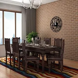 WOODLAB Sheesham Wood Dining Table Set with 8 Chairs for Home Dining Room Wooden 8 Seater Dinner Table for Living Room Hotels Restaurants - Walnut Finish image 1