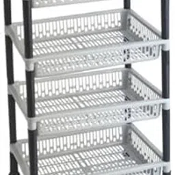 NEWON 4 Tyre Multipurpose Basket Stand Rack For Fruit And Vegetable (4 Layer, Grey)-picture-19