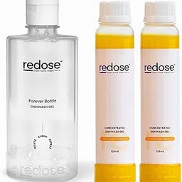 Redose Dishwash Gel Bottle Pack with 2 refills (1 LTR) | 1 refill = 500ML | Citrus Royale Fragrance | High Performance Formula - Leaves No Stains or Residue | Ideal for all types of utensils-picture-14