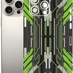 AtOdds Mobile Skin Sticker Wrap | Compatible for iPhone 16 PRO MAX | Scratchproof Matte Finish | Full Coverage for All Sides & Camera Protection (Cyber Green)-picture-13