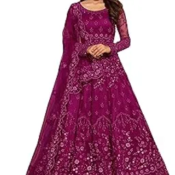 Aika Creation Women's Net Embroidered Semi-Stitched Gown (Ila Gown-New)-picture-12