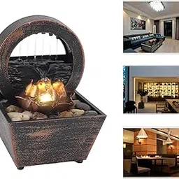 Sorandy USB Tabletop Water Fountain with LED Lights, Golden Flower Decoration, Stone Water Fountain for Living Room Office-picture-39