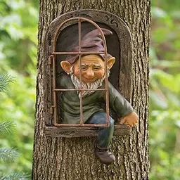 Garden Gnomes Elf Out The Door Tree Hugger, Faces Decor Outdoor 3D Dwarves Sculpture, Peeker Figurine Yard Art Decoration-picture-42