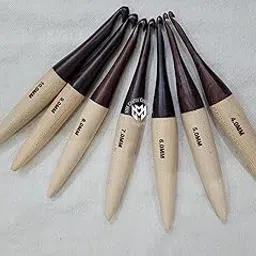 MM Crafts Collection Wooden Crochet Hook Mix Roosewood+Mapple | Ergonomic Handle Crochet Hooks | Handcrafted 7’’ Wooden Crochet Hook | Knitting Needle Set of 7 | Wooden Crochet Needle (4 mm to 10 mm)-picture-10