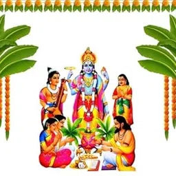 satyanarayana Swamy Backdrops Cloths Traditional Pooja Backdrops Decorations Cloth 8x8 feet, Multi Colur (Knit Fabric) Backdrop for Decoration| puja Backdrop Decoration Cloth-picture-63