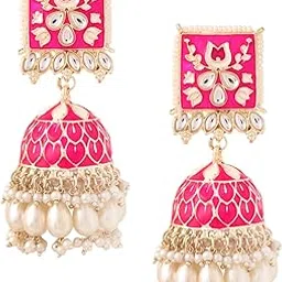 yellow chimes Jhuma Earrings for Women and Girls Meenakari Jhumka Earrings | Traditional Gold Plated Meenakari Jhumka Jhumki Earrings | Birthday Gift for Girls & Women Anniversary Gift for Wife-picture-25