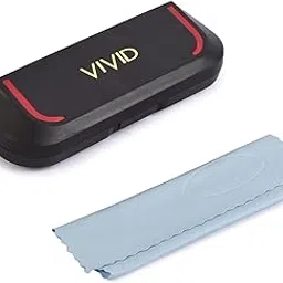 vivid Vision Unisex Adult Lightweight Eyewear Specs Case Cover | Free With Cleaning Cloth | Protect Eye Glasses | Plastic | Spectacles | Cases | AP - 304_BLACK - RED with Cloth-picture-48