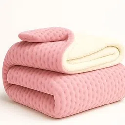 Plush Luxury Ultra Soft Crystal Velvet Winter Blanket 1 Faux Fur Sherpa Quilt King Size Fluffy Furry Comforter Razai Ideal for Heavy Winters (Pink, King, Bubble)-picture-26