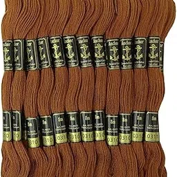 HUNNY- BUNCH® Premium Anchor Thread Stranded Cotton Skiens Cross/Long Stitched Embroidery Thread Floss for Hand and Machine Sewing (Pack of 25 Pieces) (Shade - 310)-image-94