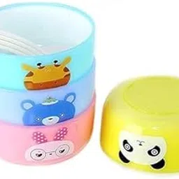 MEENAMART.COM Animal Design Kid's Food Grade Bowls Plastic Non Toxic, Eco Friendly, Microwave Safe and Stackable Serve Mixing Bowl for SoupBowl with Spoon(4Piece)-picture-54