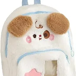 shopora Plush Backpack Lightweight Cartoon Fashion School Bag For Women College Boys White Puppy-picture-53