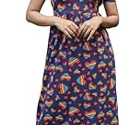 Yazh Clothing Maternity Dress for Women Soft Feel Adjustable Back Rope Pregnancy Wear with Pockets | Relax Fit Casual Lounge Dress - Multicolour - M-picture-11