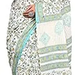 paheli jaipur Mulmul Cotton Saree in White Mix with Bagru Print – Lightweight Hand Block Saree for Women with Unstitched Blouse Piece-picture-37