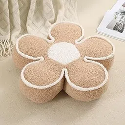 HOKIPO Flower Decorative Throw Pillow for Bed Couch Sofa Plush Aesthetic Cushion for Home Décor (AR-5923-BGE)-picture-16